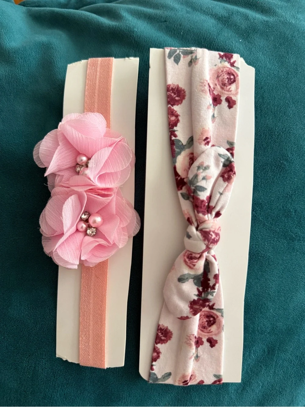 Baby Girl Headband Bundle - H&M Floral Knot 6M-3T & Pink Chiffon 3-6M